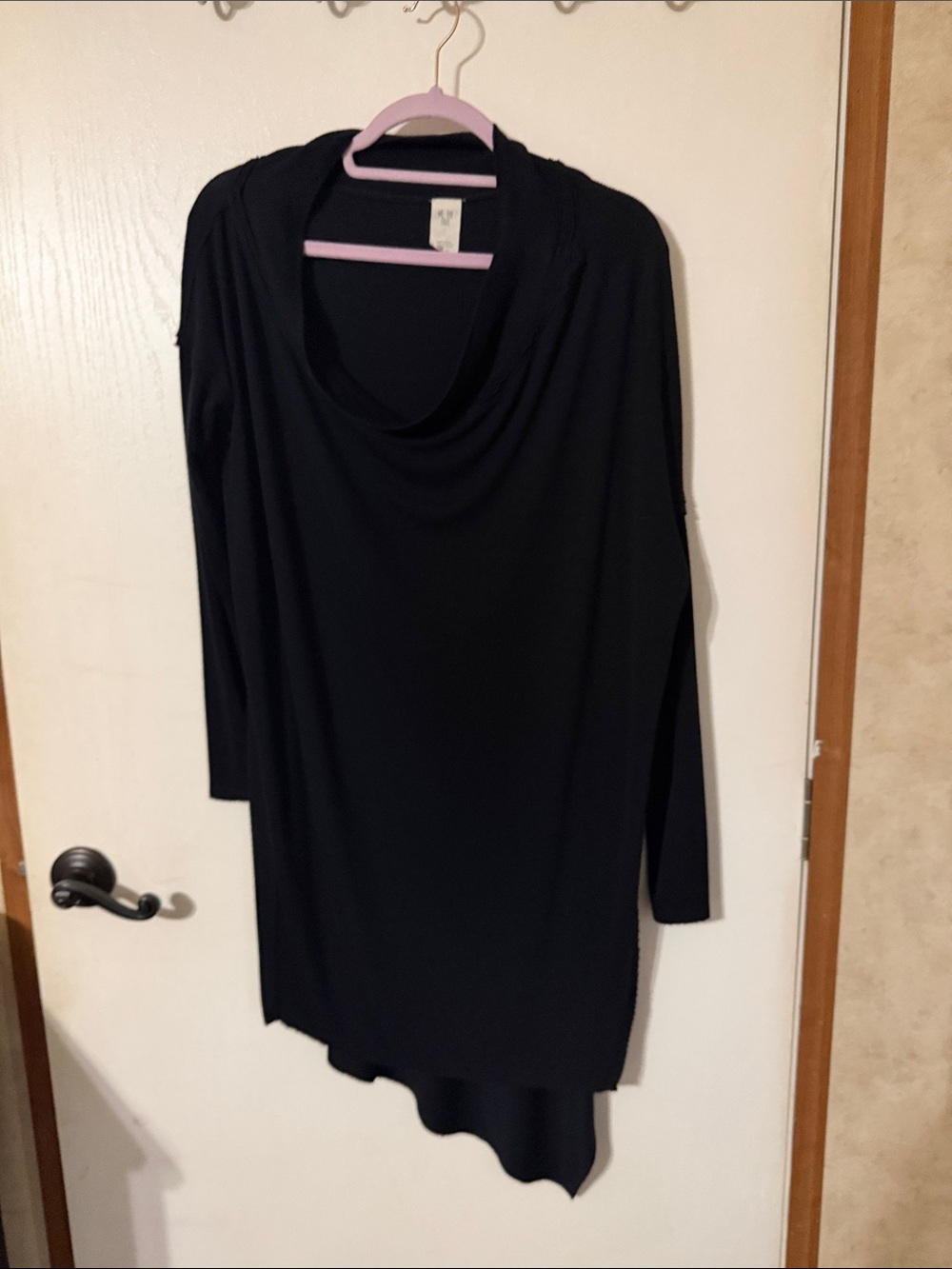 We The Free Black Cowl Neck Asymmetric Hem Tunic